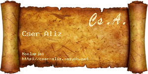 Cser Aliz névjegykártya